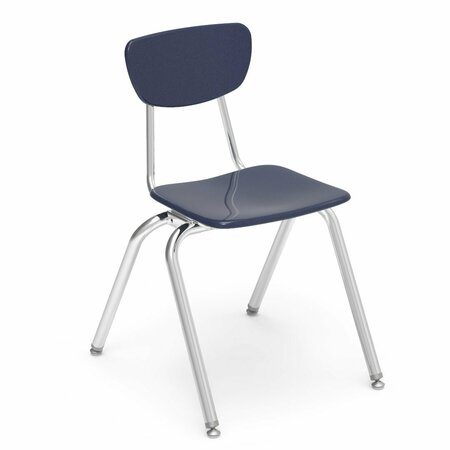 VIRCO 3000 Series 18" Classroom Chair, 5th Grade - Adult with Nylon Glides - Navy Seat 3018